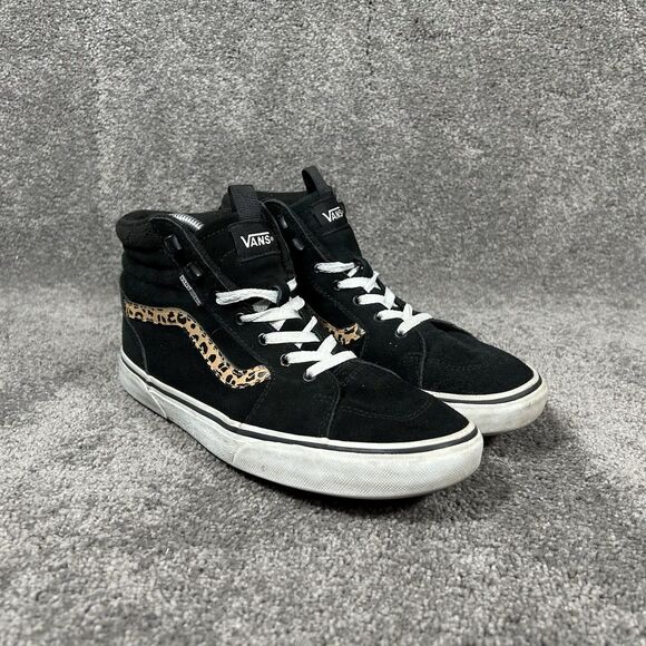 Vans Filmore Hi Vangaurd Missy Youth Size 6 Cheetah Black Skate Shoes Used - Picture 2 of 11
